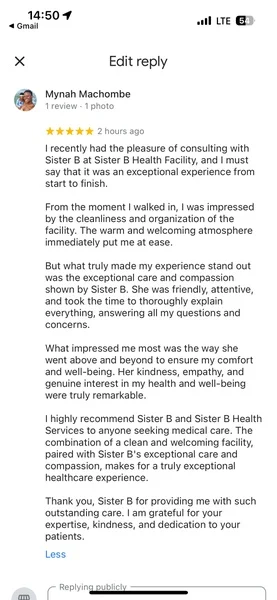 Testimonial from Mynah Machombe